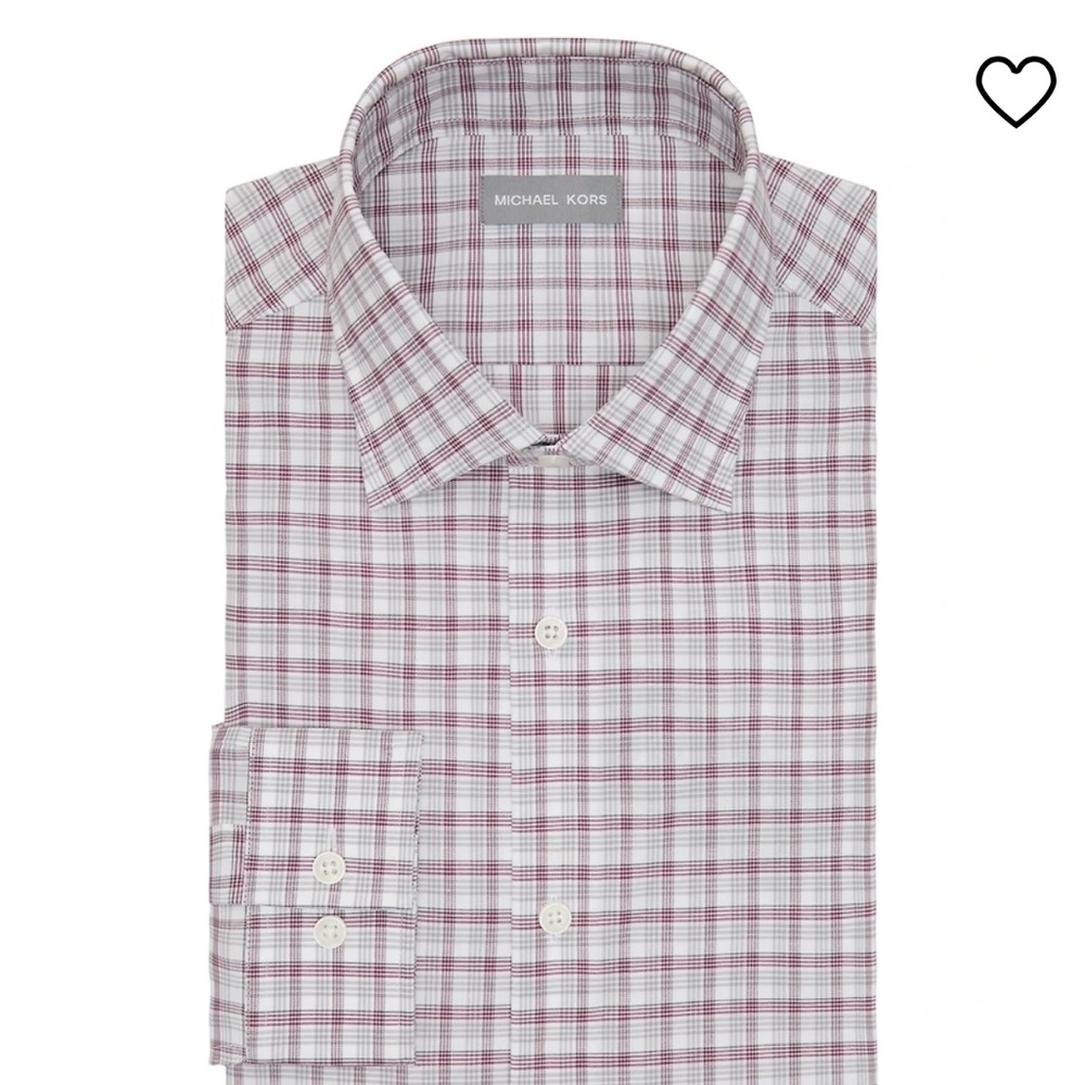 Michael Kors Slim Fit Plaid Button Up Shirt Men’s 15-15½ 32/33 Business Casual